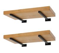 Equerre Etagere Industrielle Support d'étagère Mural Rétro - Supports Plateaux Rétro en Métal avec Vis Tablette Mural Bride de Plancher Plomberie Steampunk Rural (40cm 4Pièces, Noir)