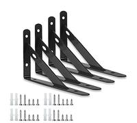 Equerre Etagere Murale 150mm 4 Pièces Supports Équerre D'étagère Fixation Noir Equerre Charge Lourde Supports Triangulaires de 90 Degrés en Métal