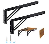 Équerre Étagère Murale 2 Pièces 400 mm - Équerre Charge Lourde, Équerre Pliante, Acier Inoxydable Équerre Rabattable Murale, Support d' Étagères Pliable, Table Étagère