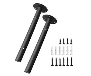 Equerre Etagere Murale Fixation Invisible, Support Etagere Murale Charge Lourde Flottante Tablette Murale Fixation Support Etagere En Fer avec Taquet Etagere, Antirouille 2Pièces Noir (Ronde-30cm)