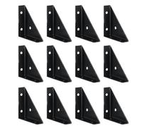 Equerre Etagere Murale Réparation de Support fixe Code d'angle Triangle à angle droit 12 pièces, utilisé for le et renforcement d'armoire lit(Black-12pcs)