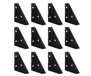 Equerre Etagere Murale Réparation de Support fixe Code d'angle Triangle à angle droit 12 pièces, utilisé for le et renforcement d'armoire lit(Black-12pcs)