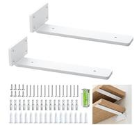 Equerre etagere murale Supports d'étagère flottants robustes de 5 mm d'épaisseur Supports en métal pour étagères Support d'étagère blanc rustique 2 paquets (20 cm/8 pouces)