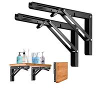 Equerre Etagère Pliante 400MM, LYCXAMES 2Pcs Support Console Pliable en Acier Laminé à Froid, Équerre pour Étagère Murale Pliants avec Vis de Fixation pour Garage, Cuisine, Jardin, Noir