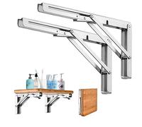 Equerre Etagère Pliante 500MM, LYCXAMES 2Pcs Support Console Pliable en 304 Acier Inoxydable, Équerre pour Étagère Murale Pliants avec Vis de Fixation pour Garage, Cuisine, Jardin