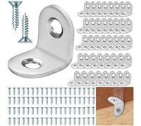 Equerre Fixation 20 Pièces Équerre étagère 20MM Equerre de Fixation Forme de L Équerre Angle 90 Degrés en Acier Inoxydable Équerre de Coin avec Vis pour Table Chaise Armoire (Argent)
