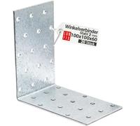Équerre fixation métal angle large 100x100x60x2,0 mm, acier 2,0 mm, 20 pièces, connecteur angle meuble, équerre assemblage bois, equerre perforée galvanisée, support étagère murale, Lun Fix