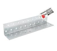 Équerre fixation métal angle large 40x40x200x2,0 mm, acier 2,0 mm, 1 pièce, connecteur angle meuble, équerre assemblage bois, equerre perforée galvanisée, support étagère murale, Lun Fix