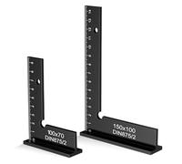 Equerre Menuisier, 2 Pièces Fausse Equerre Charpentier En Aluminium avec Echelle De Mesure Outil Precision Angle Droit pour Machines Laboratoire Et Travail Du Bois, 150x100mm Et 100x70mm