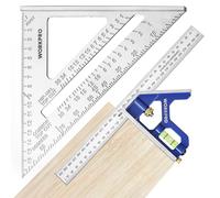 WORKPRO Equerre Menuisier 300 mm et Equerre Charpentier Triangulaire 180mm, Equerre Combinée avec Niveau à Bulle en Acier Inoxydable, Ensemble d'Outils d'Equerre pour Bricolage, Outillage, Menuiserie