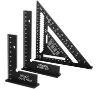 Équerre Menuisier, 3pcs Equerre Charpentier, Équerre Metallique Triangulaire Trusquin Metal 180mm, Equerre de Menuisier en Forme de L Aluminium 150x100mm+100x70mm, pour Charpentier et Ingénieur