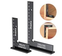 Equerre Menuisier, Preciva 2pcs Précision Angle Droit Bloc Règle avec Échelle, Aluminium 150x100mm +100x70mm Fausse Equerre Charpentier Metal pour Machines Mettre en Place et Laboratoire Utilisation