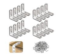 Equerre Metal,20 Pcs Équerre de Fixation Inox Équerre de Fixation 90 Degrés à Angle Droit Support d'Angle Droit avec 80 Pcs Vis Metalliques Equerres pour Relier Ou Fixer Des Meubles 40 * 40mm