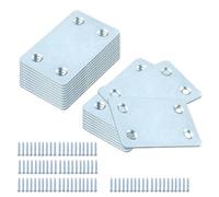 Equerre Metal, 20 Pièces Equerre Plate 60 X 38 X 1,2 mm Fixation Plaque Metal Plaque de Connexion avec 80 Vis pour Réparation et Fixation de Meubles