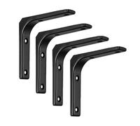 Equerre Metal Étagères murales flottantes noires et blanches en acier inoxydable avec support for matériel de montage for la maison(Black-A,2pcs)