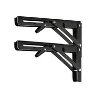 Equerre Metal Lot de 2 étagères murales pliables triangulaires à support lourd réglables for banc et table(Black 8inch)