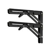 Equerre Metal Lot de 2 étagères murales pliables triangulaires à support lourd réglables for banc et table(Black 12inch)