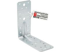 Equerre metal renforcées 150x150x65x2,5 mm, connecteurs bois galvanisés avec nervure, équerre support d'angle droit perforée pour menuiserie, fixation meuble, clôture, construction bois