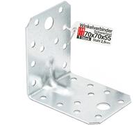 Equerre metal renforcées 70x70x55x2,5 mm, connecteurs bois galvanisés avec nervure, équerre support d'angle droit perforée pour menuiserie, fixation meuble, clôture, construction bois