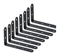 Equerre Metal Support d'angle robuste en acier noir 5"x3" for meubles, étagères et garnitures d'armoires(8pcs)