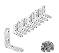 Equerre Murale En Forme De L Équerre d'angle à angle droit en acier inoxydable noir avec vis for étagère, meuble bois, chaise, tiroir, armoire(L-Silver 40X40 10pcs)