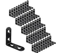 Equerre Murale En Forme De L Équerre d'angle à angle droit en acier inoxydable noir avec vis for étagère, meuble bois, chaise, tiroir, armoire(L-Black 40X40 50pcs)
