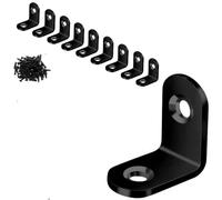 Equerre Murale En Forme De L Équerre d'angle à angle droit en acier inoxydable noir avec vis for étagère, meuble bois, chaise, tiroir, armoire(S-Black 20X20 10pcs)