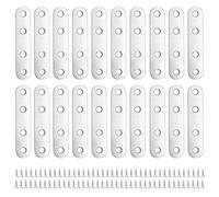 Equerre Plate Fixation Inox, Plaques De Raccord, Plaques De Connexion, 20 Pièces Plaques D'assemblage Perforée Plates, Pattes D'assemblage Perforée Plates Metal, Pour Connexion Bois Meubles