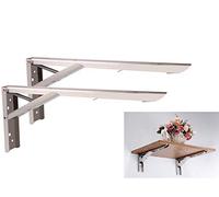 Équerre Pliable pour Étagère, Tiberham Lot de 2 Support pour Tablettes Murales de 90 Degrés, Console d'angle Brace Attelle en Forme de L, Charge Maximale 50 kg (Étagère Non Incluse)