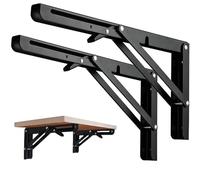 Équerre Pliante 300mm, 2 consoles rabattables pour table et supports muraux - capacité de charge 60 kg (noir)
