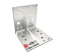 Équerre pour charges lourdes 140 x 140 x 90 mm avec nervure, acier galvanisé de 2,5 mm, équerre de plaque perforée avec aide au montage pour construction en bois, 1 pièce Lun Fix