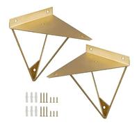 Equerre Pour Etagere Robuste,2x Supports D'étagère Triangulaires À Murale,Support D'étagère Flottante,Equerre Pour Etagere Ouverts en Métal Diy,Capacité De Maximale 50kg,gold-10x11cm/3.9 * 4.3in