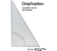 GRAPHOPLEX Équerre Rapporteur 45 à 90° Transparent - 36 cm - Graduation en Millimètres et Degrés - Outil de Précision pour Dessin - Mesure Angle - Incassable - Bureau, Geometrie