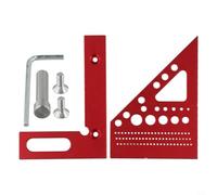 Équerre Triangle Métrique 112mm Multi-Échelles(Red) | Alliage aluminium haute dureté, léger, résistant pour usure, angles pour précis 22.5° à 90°, pour idéal bois