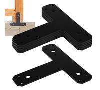 Équerres d'angle plates noires - de réparation noire, 6 supports de jonction en T en fer plat pour usage domestique, pour raccords de poteaux et poutres, support de fixation antirouille