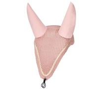 EQUESTRIAN QUEEN Bonnet anti-mouches cheval en coton avec oreilles élastiques, passepoil pailleté - protège contre les insectes et le bruit, prise en main confortable, look élégant (rose, Full)
