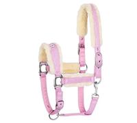 EQUESTRIAN QUEEN Harnais de tête en maille pailletée, réglable, pour chevaux, avec rembourrage en fausse fourrure, confortable, respirant et élégant, Rotterdam (rose, Full (demi-sang)