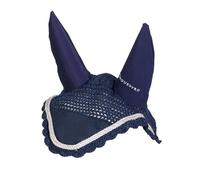 EQUESTRO Bonnet en coton pour sous-selle SS00207 - Boucles d'oreilles doublées en néoprène - Taille Full (bleu marine)