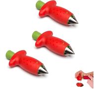 Équeuteur de Fraises - 3 Pcs - Acier Inoxydable - Plastique ABS - Design Antidérapant