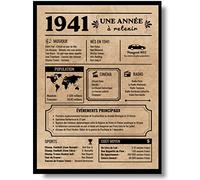 EQUIK PRODUCTS Affiche d’Anniversaire 85 ans | Carte de Voeux Vintage, Année de Naissance 1941 | Cadeau Original Homme et Femme | Décoration Fête