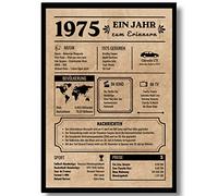 EQUIK PRODUCTS Carte d'anniversaire 1975 | Cadeau 48 ans | Décoration Anniversaire | Né en 1975 | Poster Vintage | 48e anniversaire femmes | 48e anniversaire hommes | Retour en 1975 (1975 )