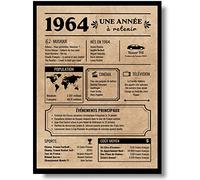EQUIK PRODUCTS Carte de voeux d'anniversaire 1964 | Cadeau d'anniversaire | Année de naissance 1964 | Affiche d'anniversaire vintage | anniversaire homme femme (1964)