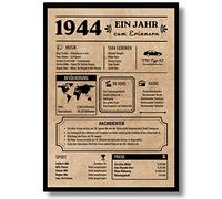 EQUIK PRODUCTS Poster d'anniversaire 80 ans | Cadeau 80e anniversaire | Poster vintage en allemand | Année de naissance 1944 | 80e anniversaire femmes | 80e anniversaire hommes | Retour en 1944