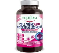 Equilibra, Collagène Q10 Acide Hyaluronique, Bien-être et Beauté de la Peau, à Base de Collagène Hydrolysé, Acide Hyaluronique, Coenzyme Q10, Vitamines C et E, 90 Comprimés