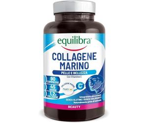 Equilibra, Naticol Collagène marin hydrolysé, 90 Comprimés, 1200 mg de Collagène par dose, 80 mg de Vitamine C par dose, Collagène de Type I et III, Maintien de l'Elasticité de la Peau