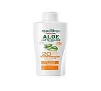 equilibra Solari Aloe Lait solaire SPF 20 à base d'aloe vera, vitamine C et E, huile d'argan, huile de coco et beurre de karité, assure un bronzage sain et naturel, résistant à l'eau, 200 ml
