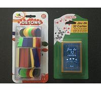 Equilibre et Aventure 1 Jeu de 32 Cartes + 100 jetons : Poker, belote, Piquet, Manille, coinche, Bataille, menteur, soufflette, big up, Jeu des Chevaliers, Maitre du Jeu, biskit, etc