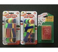 1 Jeu de 54 Cartes + 200 jetons : Poker, belote, Piquet, Manille, coinche, Bataille, menteur, soufflette, big up, Jeu des Chevaliers, Maitre du Jeu, biskit, etc