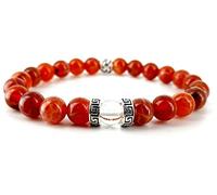 Equilibre et Sens Bracelet AGATE DE FEU Véritables perles naturelles de grade élevé AAA 8mm Unisexe Fabrication artisanale française par Mtre Reiki