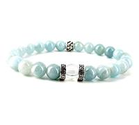 Equilibre et Sens Bracelet AIGUE-MARINE Véritables perles naturelles de grade élevé AAA 8mm Unisexe Fabrication artisanale française par Mtre Reiki